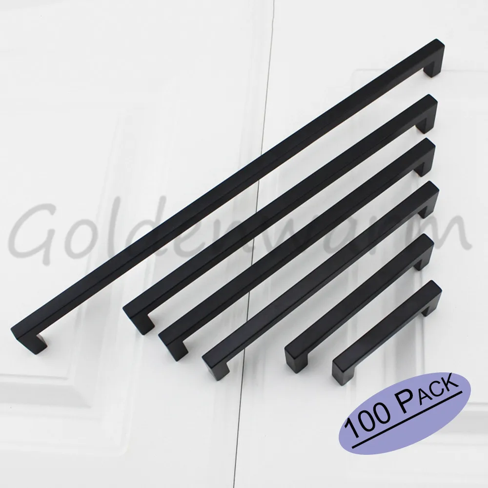 20 STÜCKE Schrank Griffe Flache Schwarzes Quadrat Bar Edelstahl 20 STÜCKE Schrank Griffe Flache Schwarzes Quadrat Bar Edelstahl