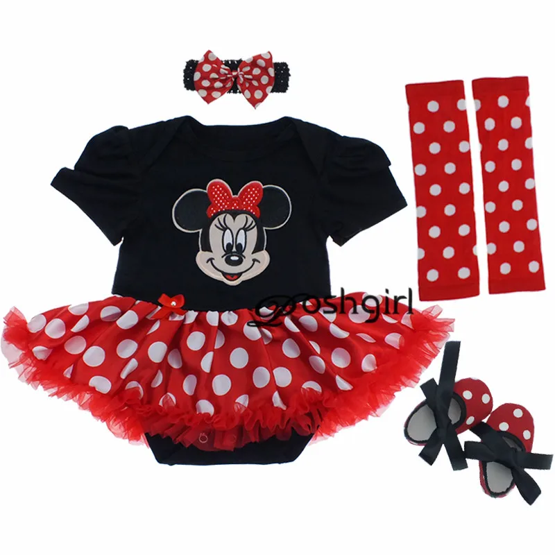 

2018 New Baby Girl Clothing Sets Newborn First Birthday Jumpsuits dress+ band+socks+ shoes Kids Dress Infantiles Natal Roupa