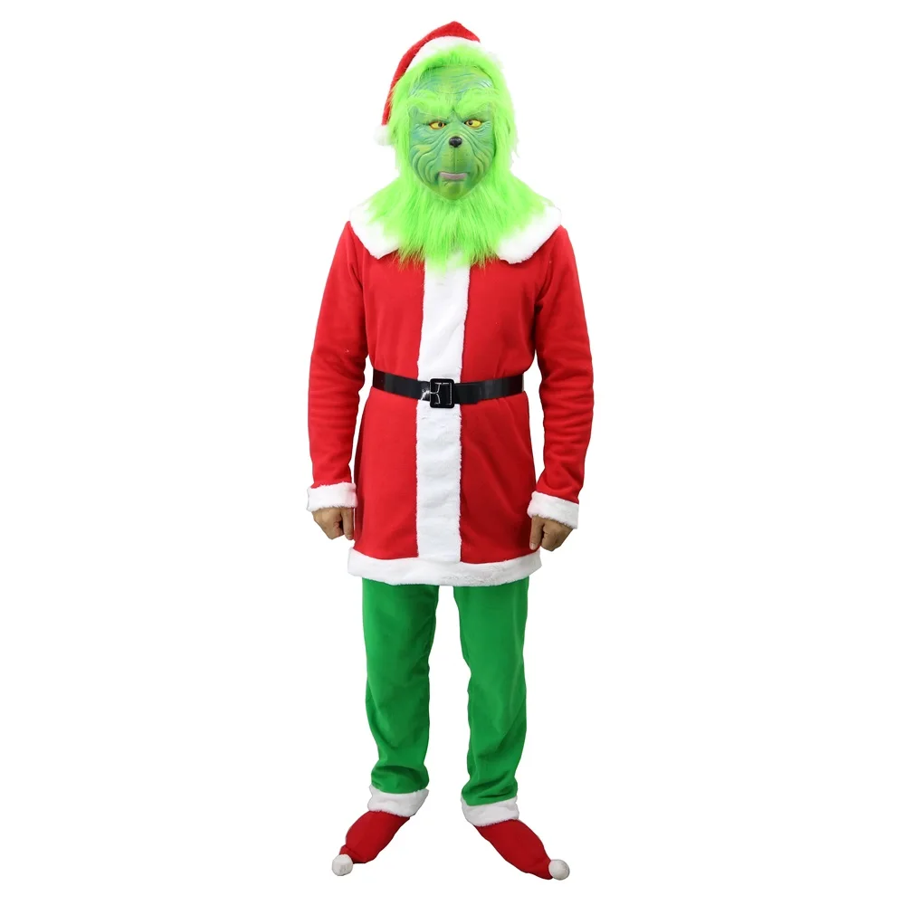 The Grinch Adult How the Grinch Stole Christmas Cosplay Santa Claus Costumes Cap Socks Belt Mask The Grinch Adult How the Grinch Stole Christmas Cosplay Santa Claus Costumes Cap Socks Belt Mask