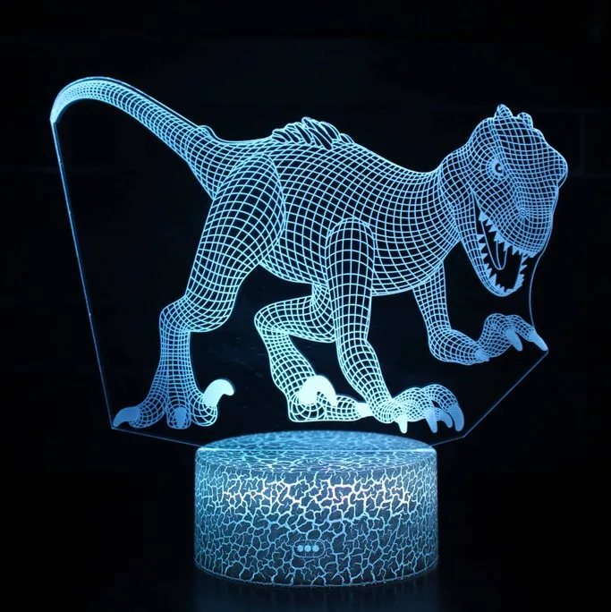 Динозавр 3D светодиодный светильник лава лампа 7 цветов сменная голограмма атмосфера Новинка для украшения дома визуальная Иллюзия подарок - Испускаемый цвет: image 8
