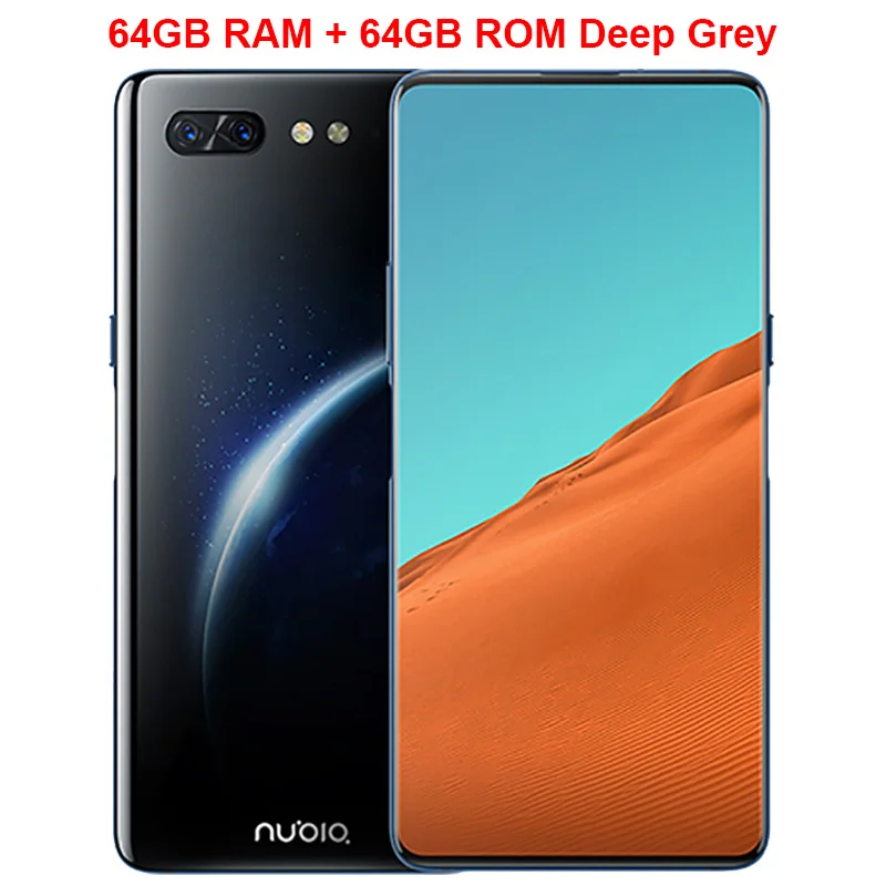 Мобильный телефон Nubia X, 6,26 дюймов, 6 ГБ/8 ГБ ОЗУ, 64 ГБ/128 Гб ПЗУ, Восьмиядерный процессор Snapdragon 845, Android 8,1, двойная камера, 3800 мАч, смартфон - Цвет: Deep Grey 6GB 64GB