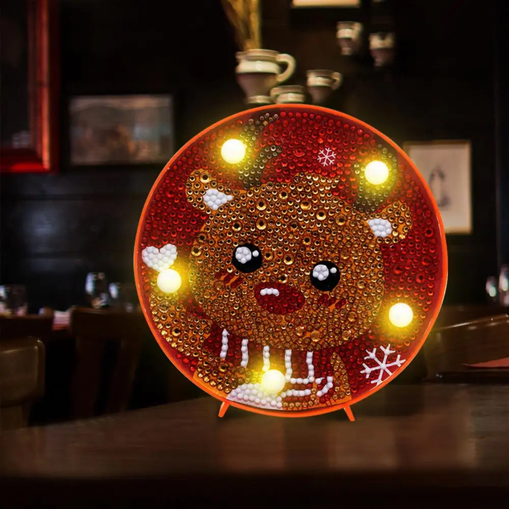 

Cartoon 5D DIY Round Diamond Painting Light Night Lamp Full Drill Cross Stitch Embroidery Painting Home Kids Bedroom Decoration