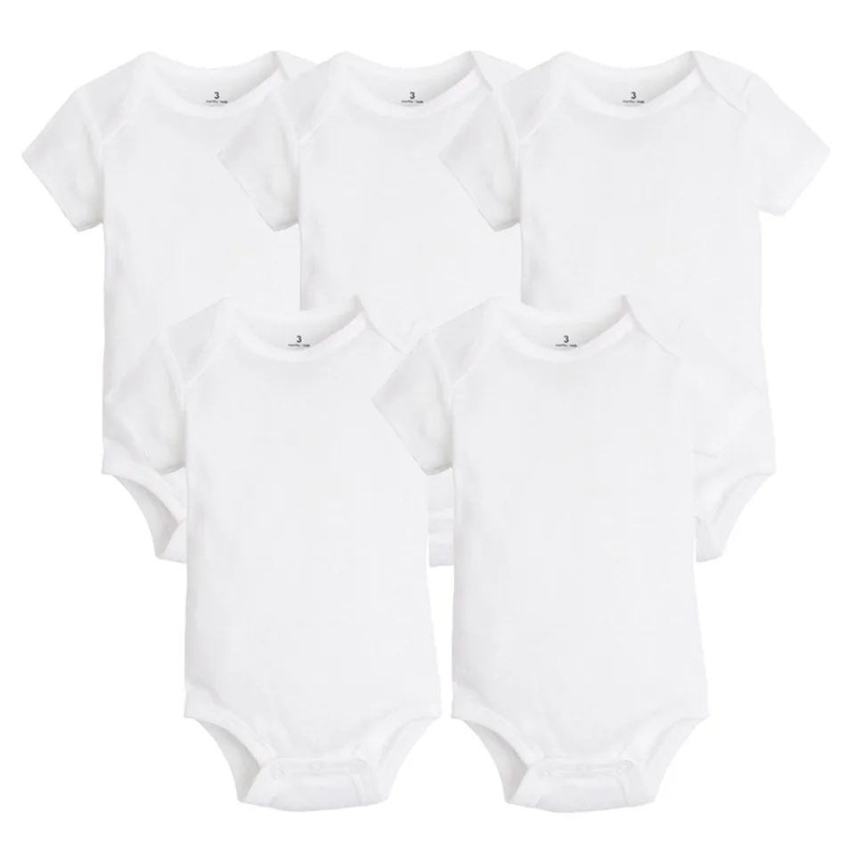 5 PCS/LOT Newborn Baby Clothing Summer Body Baby Bodysuits Cotton White Kids Jumpsuits Baby Boy Girl Clothes 0-24M - Цвет: White Short Sleeve