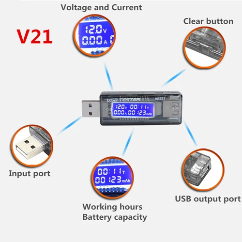 Модернизированный Version8/9/10 в 1 QC2.0 3,0 4-30 Ватт Электрический Мощность USB Ёмкость Напряжение тестер Измеритель величины тока монитор вольтметр Амперметр - Цвет: V21