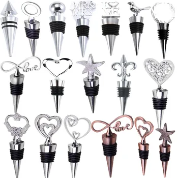 Zinc Alloy Wine Stopper Crystal Wine Champagne Bottle Stopper Vacuum Sealed Wedding Heart Gift Wine Pourer Stopper Dropshipping creative dispenser for wine jagermeister zinc alloy deer head mouth reindeer pourer european wine extractor silver pourers