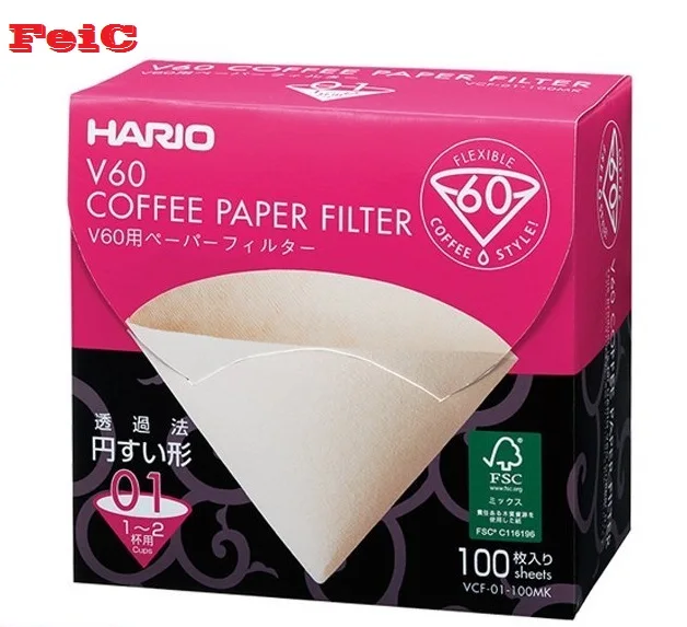 FeiC vcf 01 Coffee Natural Paper Filters No Bleach for 2 Cups for Barista VCF-01 Suitable vd-01 coffee maker accessory