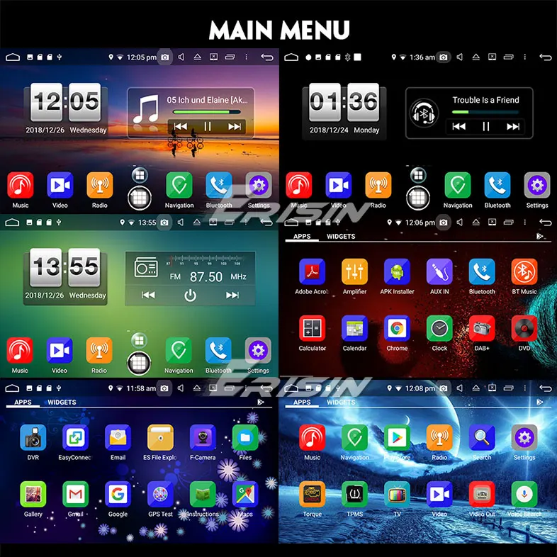 Clearance Erisin ES7660PB 7" Android 8.1 Car Stereo DAB+ GPS Wifi OBD for Opel Vauxhall Vivaro Astra Corsa Zafira 5