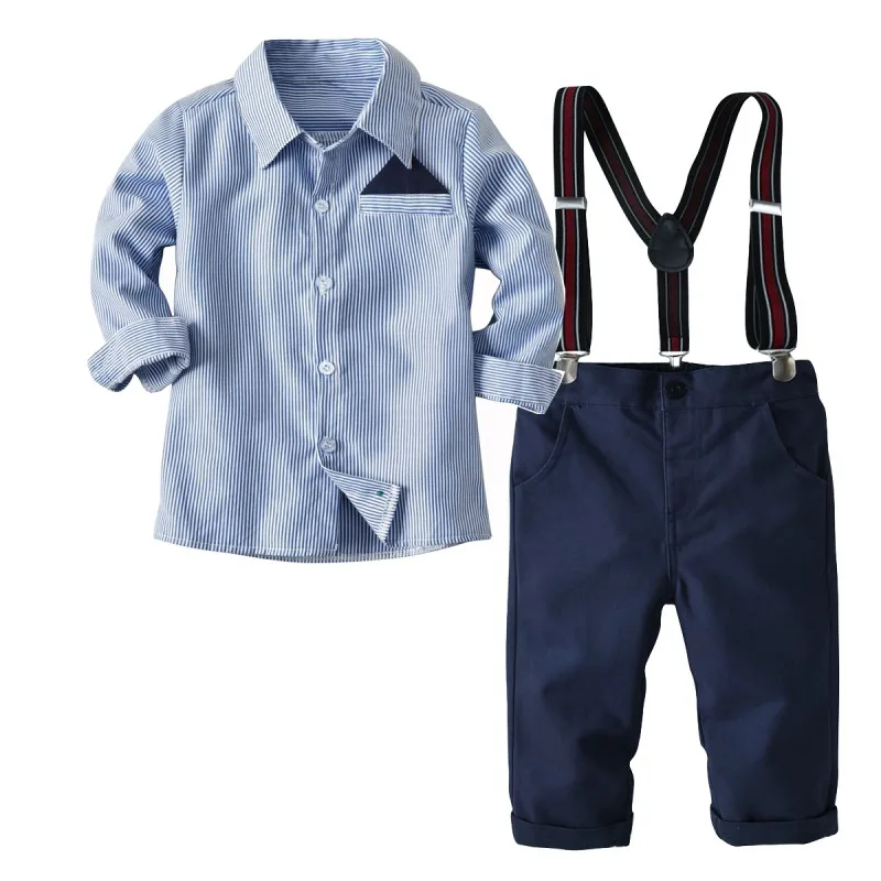 

Autumn Cotton Baby Boy Clothes Set Gentleman Boys Baby Clothing Sets of Clothing Long Sleeve Shirt Overalls Suspenders Pants