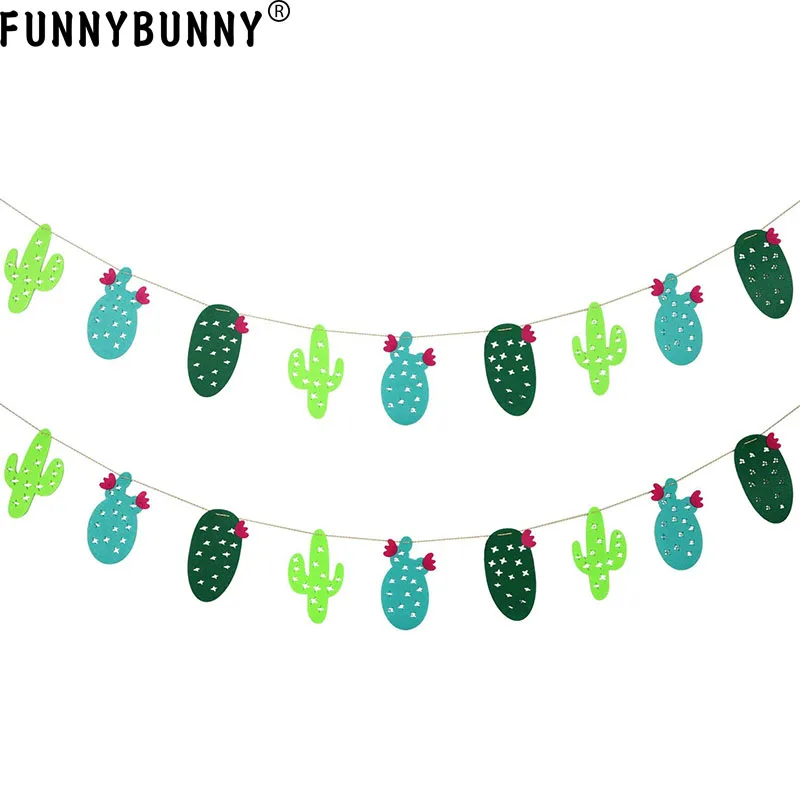 

FUNNYBUNNY Cactus Banner Garland Party Supplies Fabric Garland Banner for Tropical Party Festival Hawaii Luau Decoration