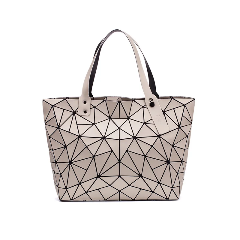 Beste 2019 Nieuwe Mode Lichtgevende sac Vrouwen Tas Diamond Tote Geometrische Gewatteerde Schoudertassen Laser Vlakte Vouwen Handtassen bolso