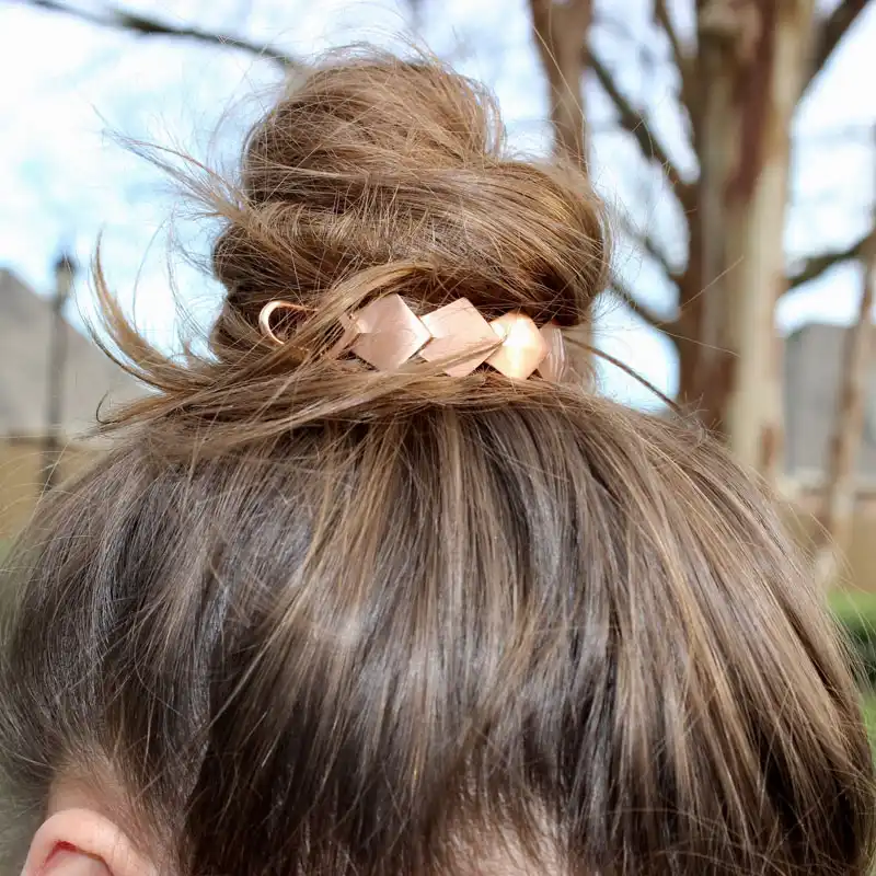 Unique Rose Gold Geometric Bun Cage Ethic Boho Hair Stick Set