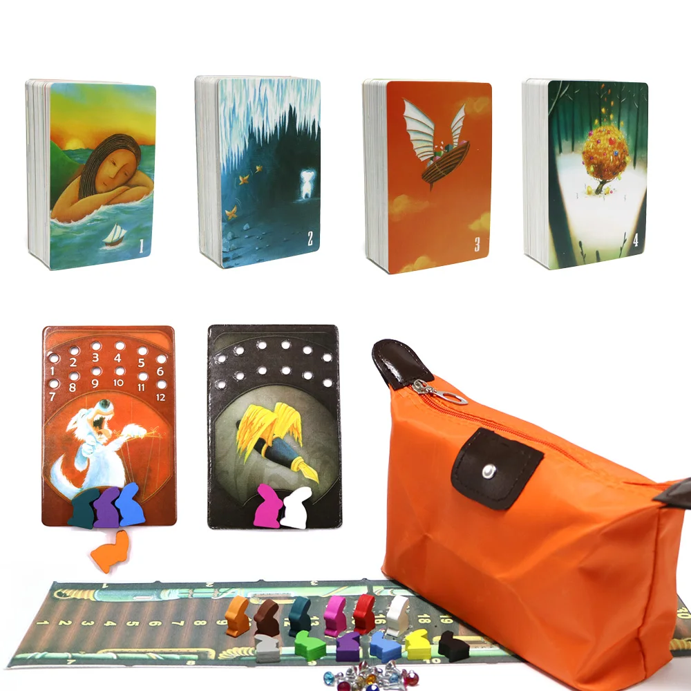 Comprare 2019 carte carte da gioco obscure dixit 1 2 3 4 5 6 7 8 totale 336 carte da gioco di legno coniglio della chiusura lampo sacchetto per la festa di famiglia gioco da tavolo