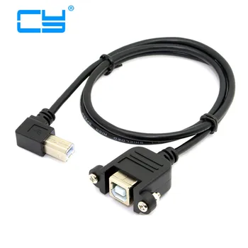 

High Speed 50CM M/F USB 2.0 Type B Male to Female Right Angle Extension Data Cable Panel Mount For Printer Cable with Screw Hole