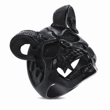 Men's Cool Horn Goat Ring Stainless Steel Mens Motorcycle Biker Zombie Vampire Skull Ring For Men Wholesle Jewelry US Size 7 -14 925 sterling silver black olive eyes skull mens biker rocker punk ring 9g203 us size 7 to 14