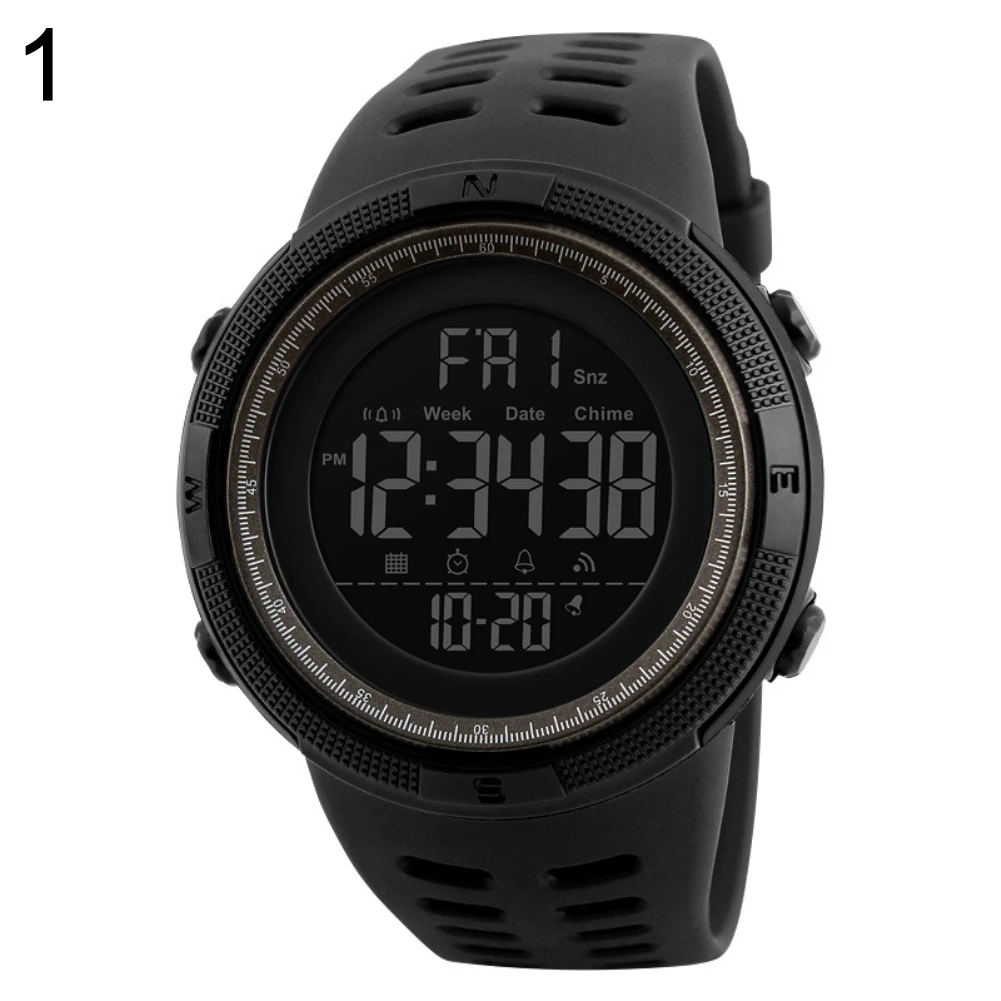Goedkoop 10 Pcs Skmei 1251 Fashion Multifunctionele Digitale Horloge Siliconen Waterdichte Sport Polshorloge Mannen Часы Мужские Gratis Verzending