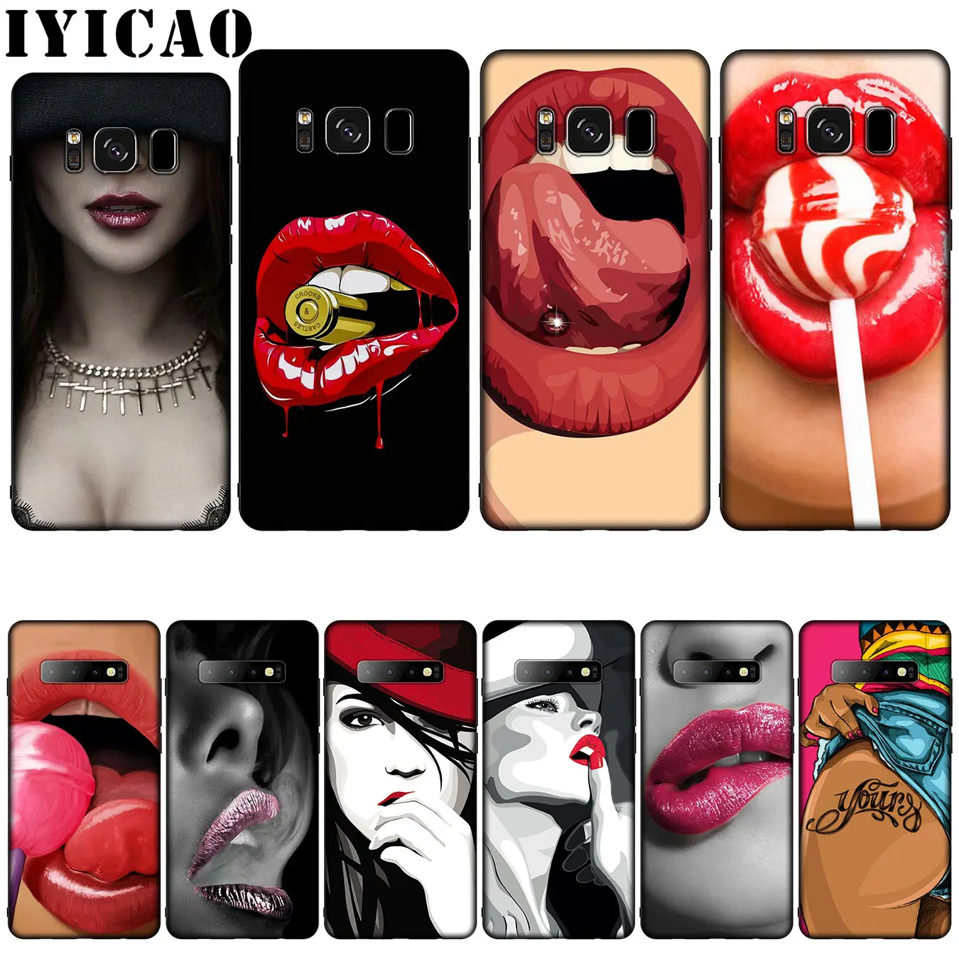 IYICAO Hot Girl Bitch Red Lips Colors Silicone Soft Phone Case for Samsung Galaxy S10 S9 S8 Plus S6 S7 Edge S10e E Cover |