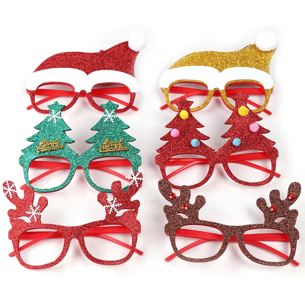 

Random 1pc Christmas Decorations For Home Decor New Year Glasses Gifts Evening Party Toy Kids Santa Claus Deer Ornaments