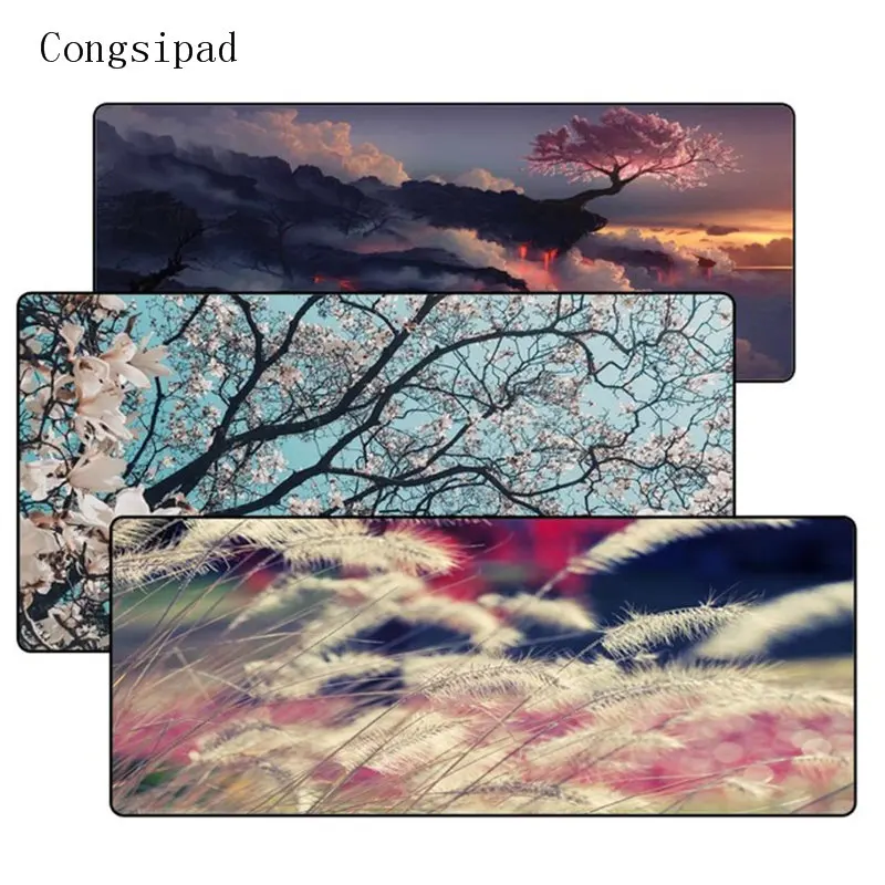 Congsipad Sunset Tree Cloud Flower DIY Design Pattern Game Lockedge mousepad Size for 400*900*2mm Speed Version Gaming Mousepads