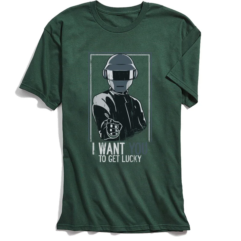 

Printed Tops Tees Punk Men's T Shirt Short Sleeve Student T-Shirt I Want You To Get Lucky Group Test Day Sweatshirts Green
