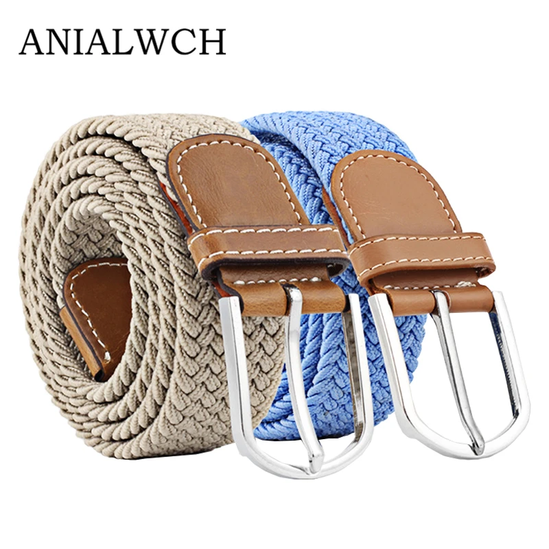 

26 Color Casual Solid Color Stretch Woven Belt Women's Unisex Canvas Elastic Belts For Women Jeans Elastique Modeling Belt N082
