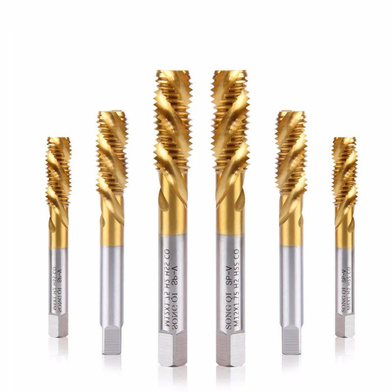 

Threaded tap coated titanium material Thread machine screw and die plug sleeve spiral groove for HSS