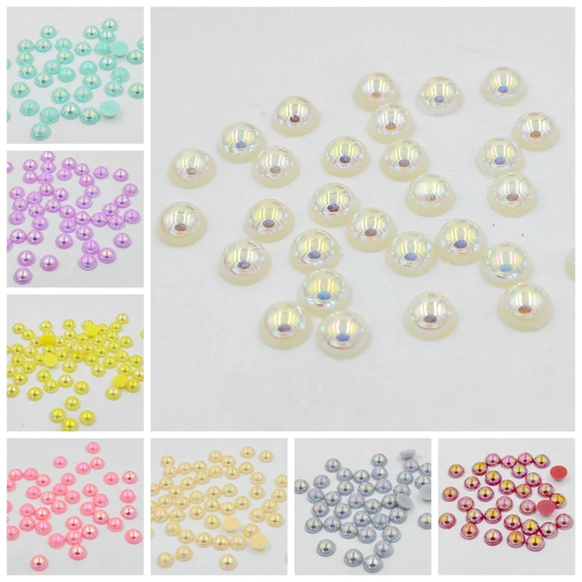  Flatback Pearls for Crafts, 50g Lake Blue AB Color