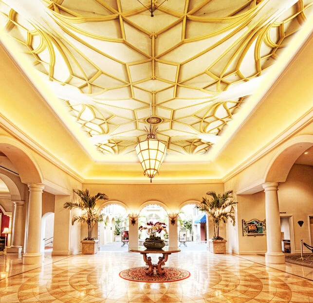 

Custom ceiling wallpaper, European style luxury classical three-dimensional art ceiling wall waterproof papel de parede