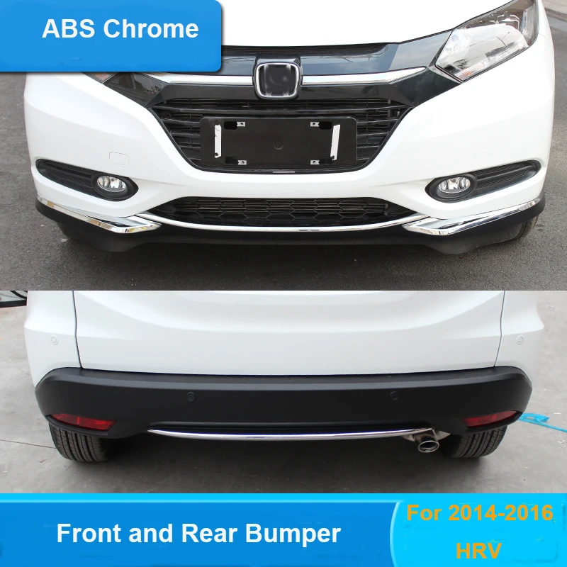 

ABS Chrome Front and Rear bumper grill cover trim 2pcs/set for Honda HRV HR-V Refitting Accessories car styling 2014 2015 2016