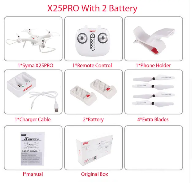 Дрон SYMA X25PRO Wifi FPV Регулируемый 720P RC Дрон с камерой Квадрокоптер RTF gps положение удержание высоты RC Дрон vs SG900 XS812 - Цвет: syma x25pro 2Battery