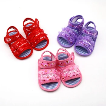 

Baby Girl Shoes Breathable Floral Pattern Anti-Slip Shoes With Lace Casual Toddler Soft Soled First Walkers Summer Shoes