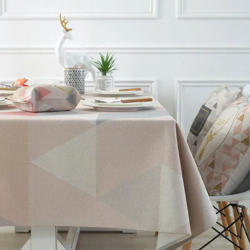 Nordic Modern Triangle Deer Tablecloth Cotton Rectangle Tablecloth Banquet Table Cover Coffee Table TV Home Kitchen Decoration