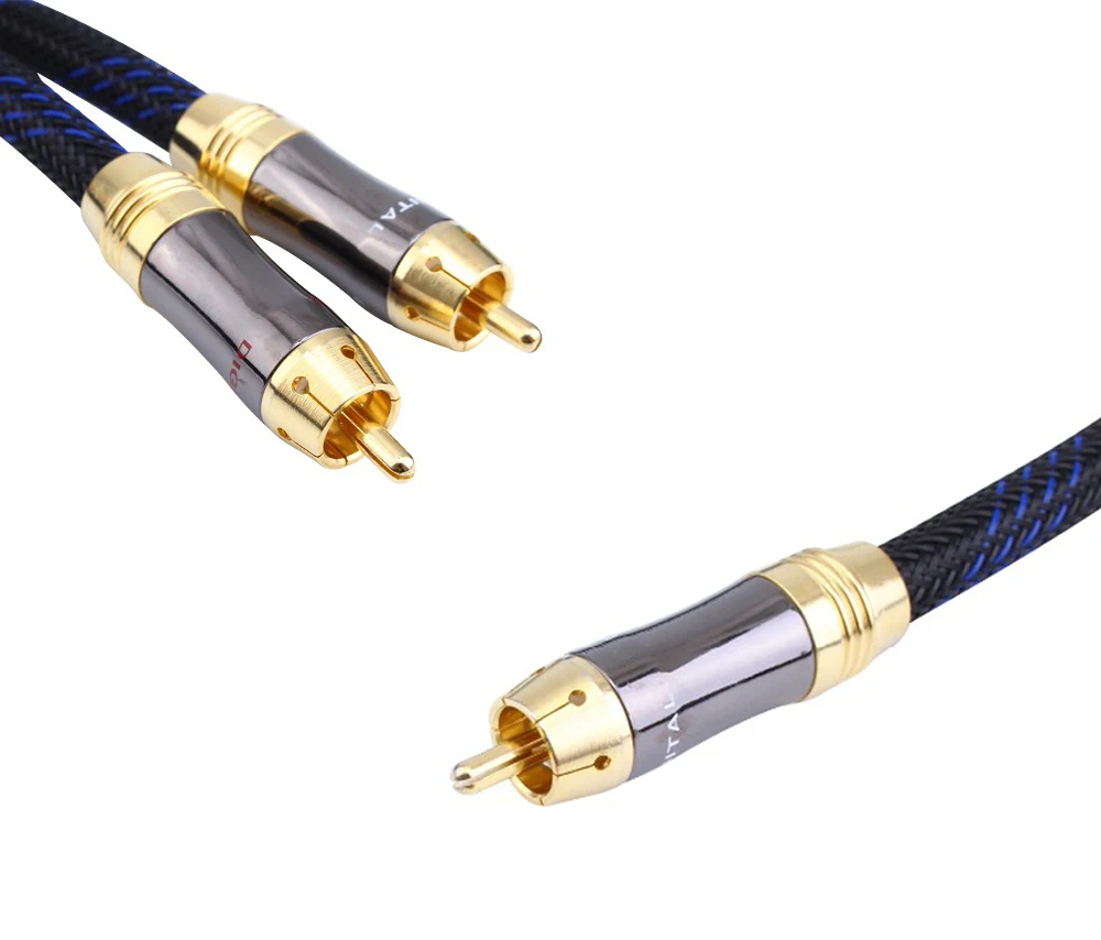 HIFI Subwoofer Y Cable RCA 1 Male to 2 Male Audio cable