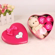 Подарок на день Святого Валентина, мыло с искусственными цветами, роза с медведем, свадебное праздничное украшение для дня рождения, подарок для женщины, жены
