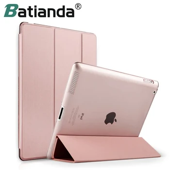 

For iPad 2 3 4 Case, Batianda Transparent Back Cover PU Leather Case For IPAD 2/3/4 Trifold Auto Sleep/Wake