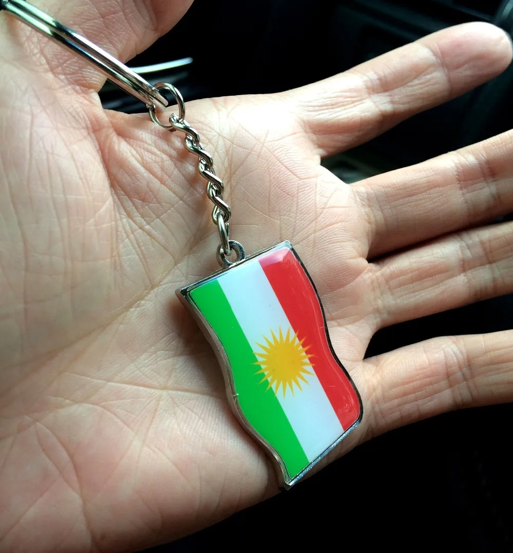 

1pc/lot Kurdistan map jewelry flag new Keychain alloy Key ring Crystal beads Kurdish Flag color Kurd flag gift