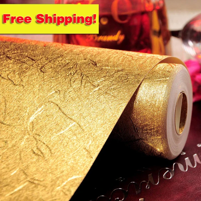 Buy Gold foil wallpaper ceiling living room TV background decoration luxury