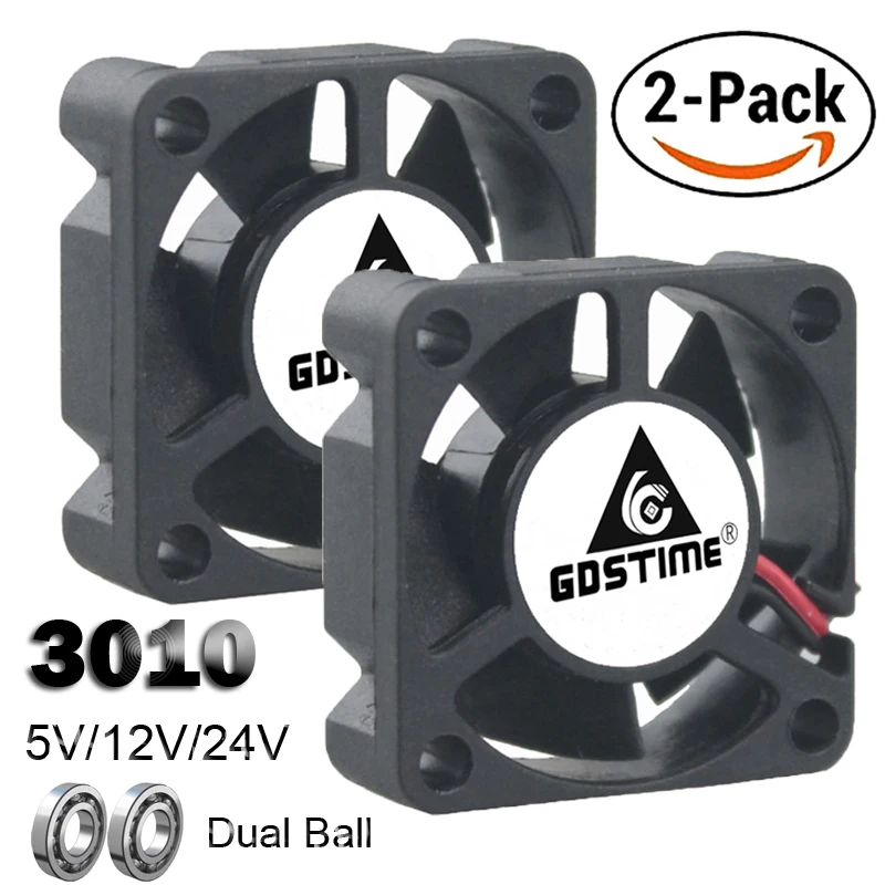 2 шт. Gdstime двойной шарикоподшипник DC 24 в 12 В 5 3 см 30 мм 30x30x10 3010 Бесщеточный мини