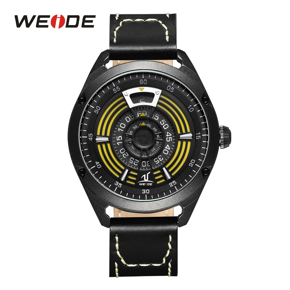 

WEIDE Men's Sporty Watch Digital Quartz Black Yellow Leather Band Military Wrist Watch Relogio Masculino Clock Reloj Deportivo