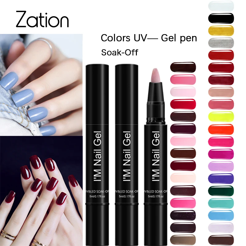 

Zation Gel Nail Varnish Pen Glitter Uv Led Lamp Multi-color Optional DIY Nail Gel Polish Pencil Gel Varnish Pen Nails Polish