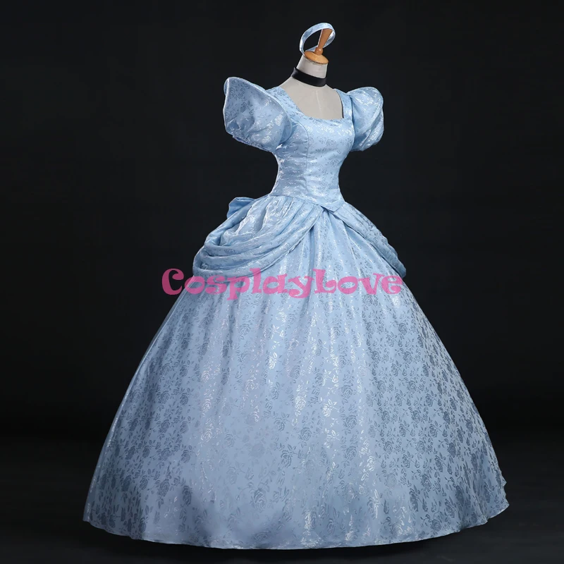 Cosplaylove Cinderella Cosplay Kid Adult Light Blue Cinderella Princess Dress Cusotm Made For Halloween Christmas (8)