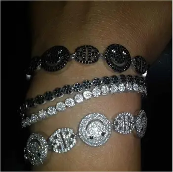 

sparking bling jewelry Prong Setting Tiny Cubic Zirconia CZ Zircon Crystal happy face teen girl Adjustable Bracelets for Women