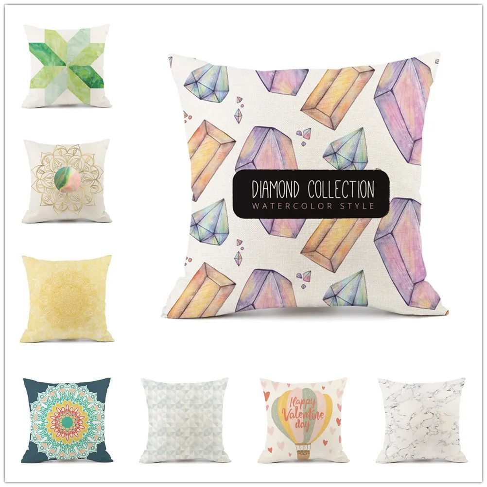 

Abstract Geometry Cushion Cover Mandala Marble Print Linen Pillowcase Valentine's Day Home Decor for Sofa Chair Decorative Cover