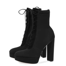 New 2018 Autumn Winter Fashion Woman Boots High Heels Women Leather Mid Calf Boots Sexy Round Toe Martin Boots Shoes TL-A0143 mljuese 2019 women mid calf boots kid suede gray color high heels letter autumn spring women martin boots casual boots size 40