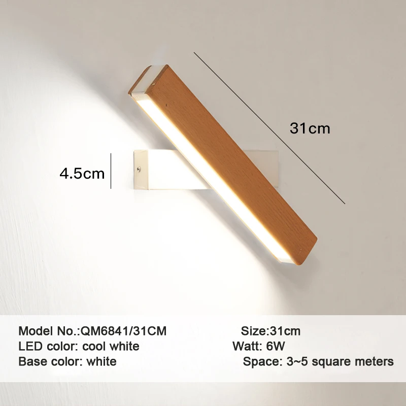 Скандинавский деревянный светодиодный настенный светильник, современное регулируемое настенное освещение для спальни рядом/гостиной, крыльца, настенные лампы для коридора