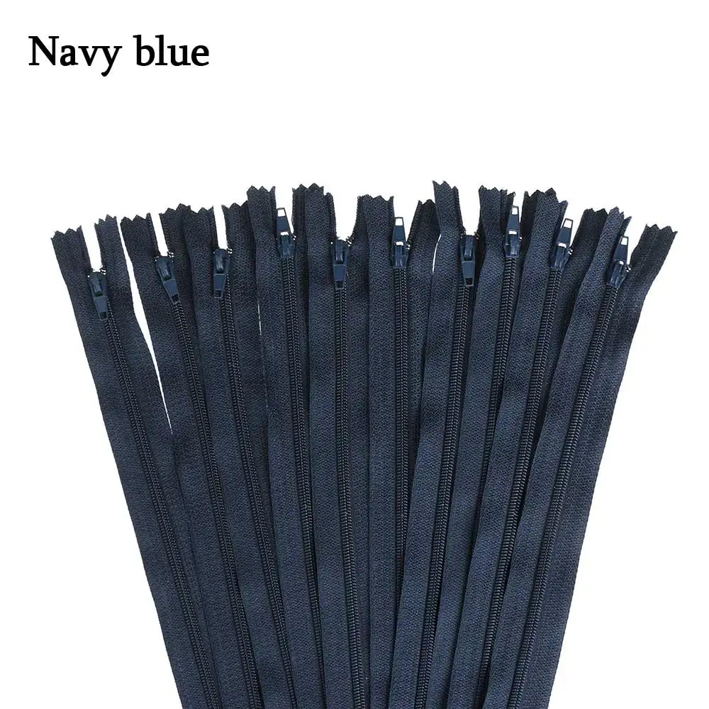 navy blue 10 шт. нейлон красочная застежка катушки молнии для брюк Одежда швейные изделия ручной работы DIY аксессуары 20 см - Цвет: navy blue
