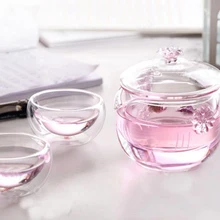 Стеклянный чайный набор включает 1 горшок 2 чашки, термостойкий стеклянный чайник Набор для цветочного чая пуэр чайник-кофейник удобный офисный чайный набор