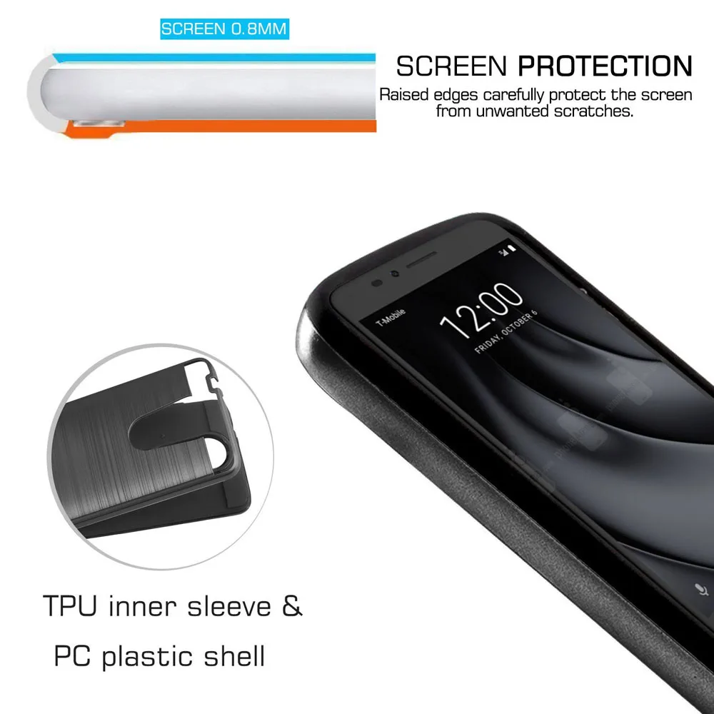 Гибридный матовый армированный чехол 2 в 1 для Coolpad Revvl Plus (T mobile) мягкий резиновый