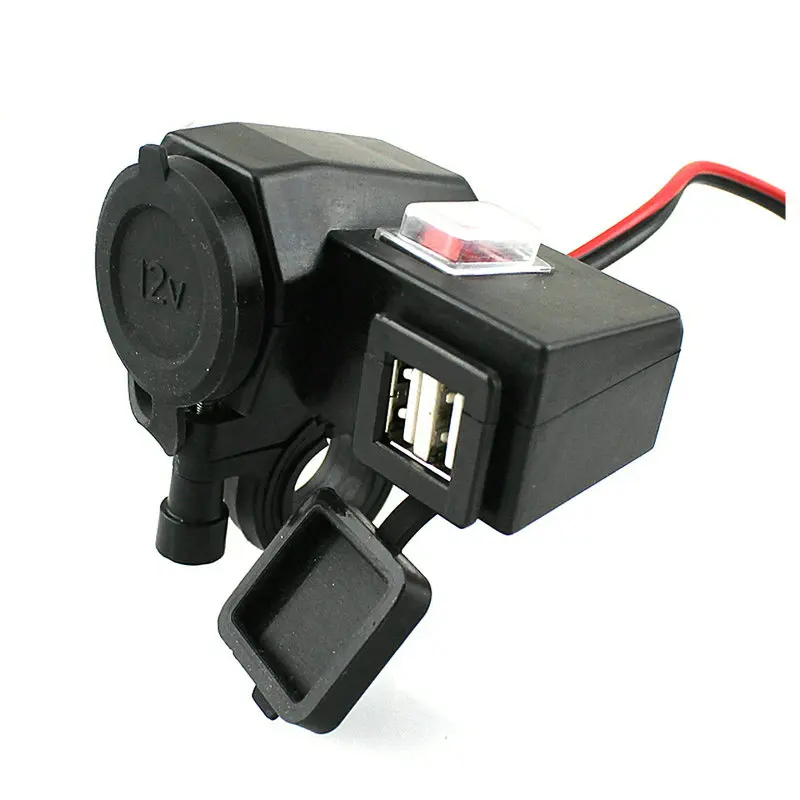 50 шт./лот водонепроницаемый USB зарядное устройство для мотоцикла прикуриватель USB Все-в-одном gps зарядное устройство адаптеры и розетки