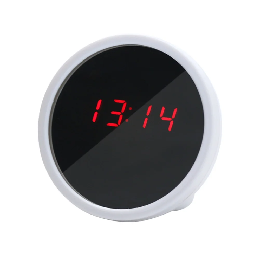 

Portable LED Alarm Clock Digital Mini Mirror Clock Circular Electronic Table Clocks with Alarm Makeup Mirror Birthday Gift