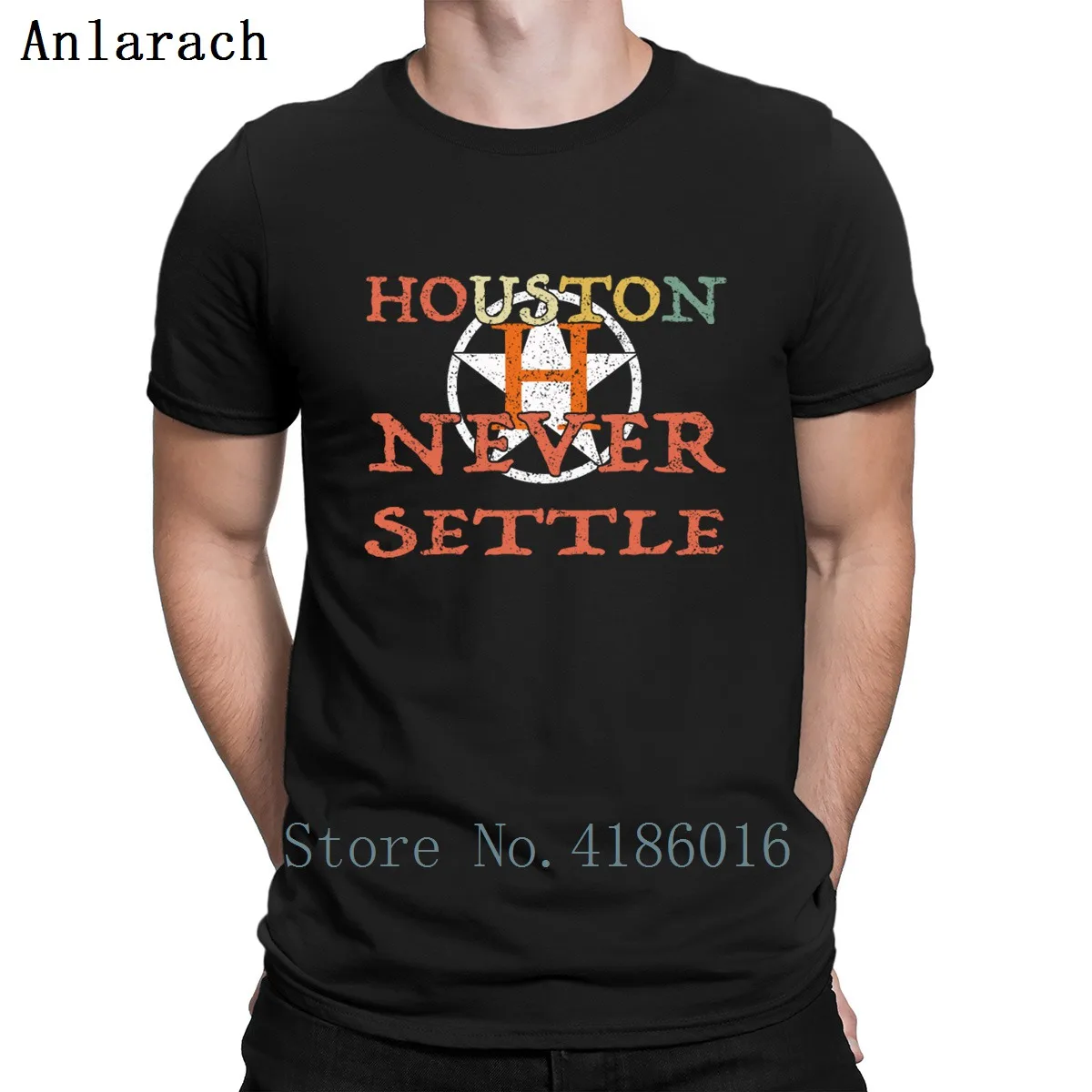 

Houston Astro Never Settle T Shirt Summer Style Fitness Humor Short Sleeve Hip Hop Shirt Design Gents Men's Weird